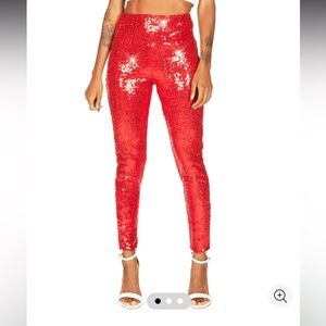 Tipsy Elves Red Sequin High Waisted Leggings WT Size Small